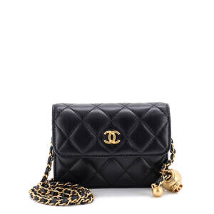 Chanel Mini Pearl Crush Flap Clutch with Chain Quilted Lambskin